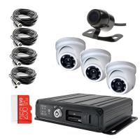 Комплект видеонаблюдения на транспорт с 1 SD картой на 4 камеры с функцией "АнтиДТП"